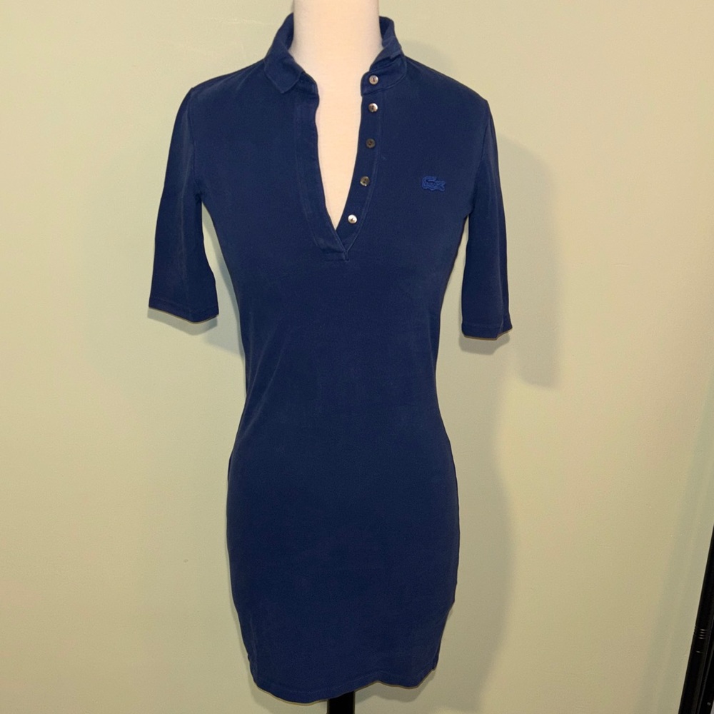 Lacoste Navy Blue Polo Shirt mini Dress size 34 small